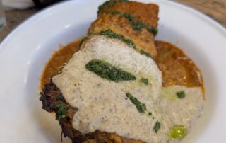 Polpetta lasagna Baltic Market Liverpool close-up