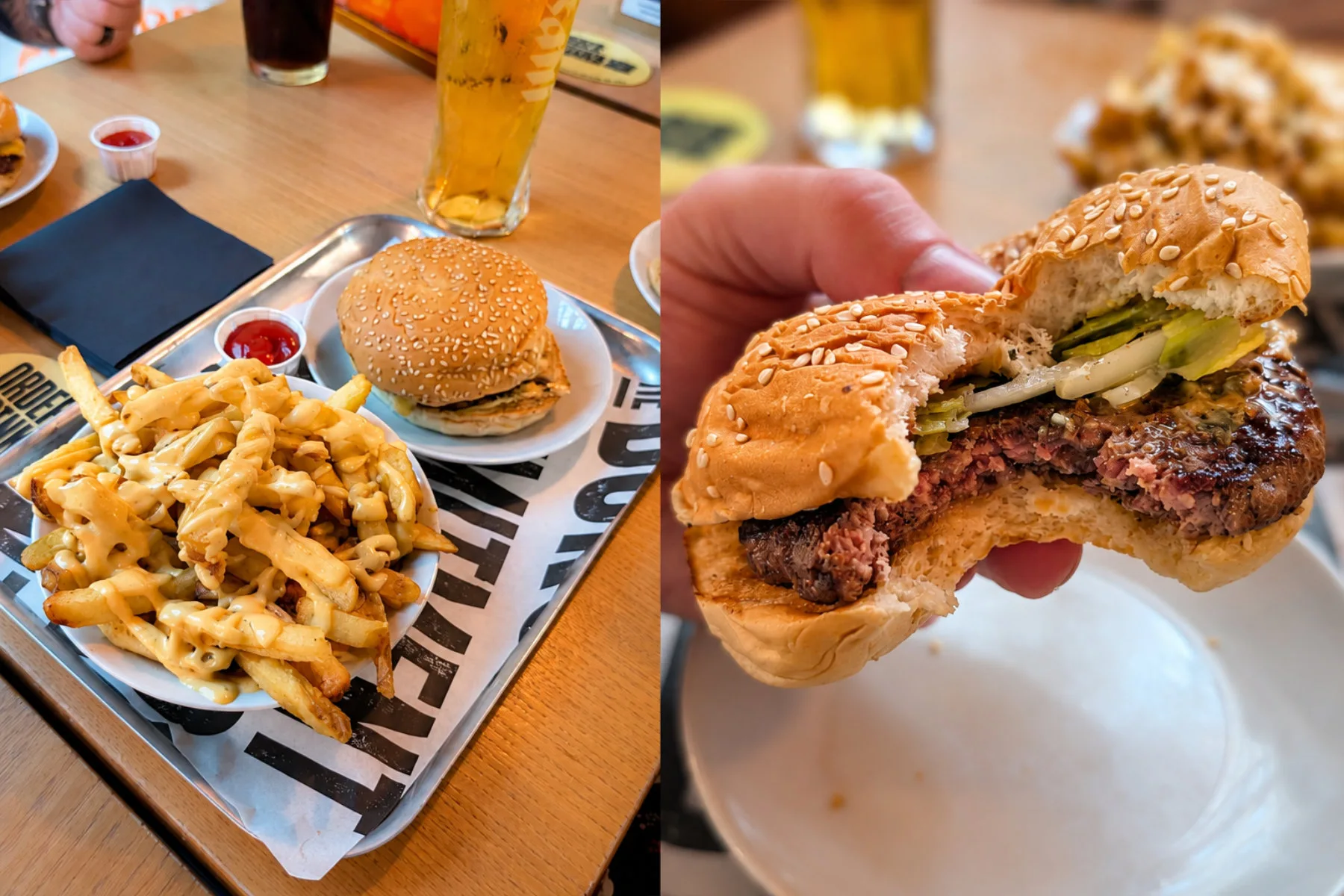 Bleeker Burger with fries and topped with house sauce